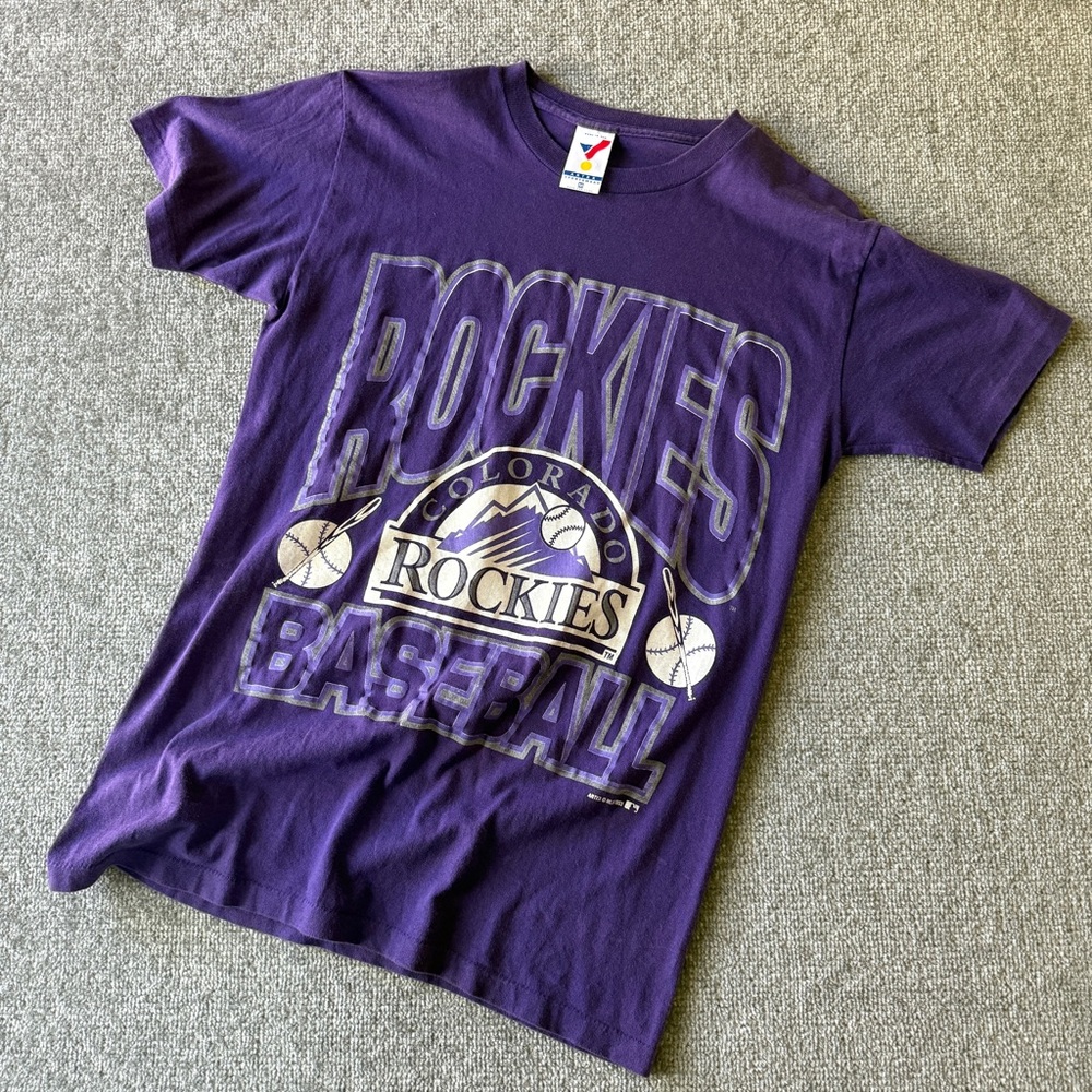 Vintage Colorado Rockies 1993 Artex MLB Baseball Men's Medium Purple T-Shirt